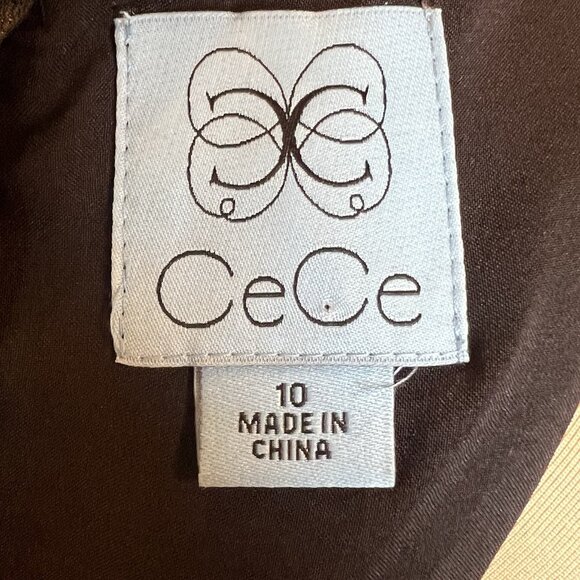 CeCe Black Dress 10 Black Lace Overlay Lined Pleated Hem Cocktail Sleeveless M - Picture 13 of 15